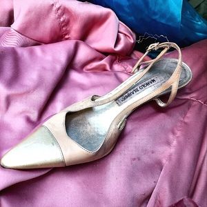 Manolo blahnik slip on pointy toe sandals 37.5